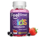 Sento grande bambini Melatonin Gummy | Melatonina Gummies aromatizzata alla fragola Bambini | 1 MG di Melatonin Sleep Aid for Kids | Vegan Gummies | Alimentazione di 60 giorni