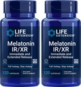 Estensione di vita Melatonin IR/XR, 120 Capsule (Pack of 2) - Immediato & Extended-Release per il supporto di 7 ore - Supplemento di tempo di notte - Asleep tutta la notte Long - Non OGM, senza glutine