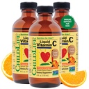 CHILDLIFE ESSENTIALS Liquid Vitamin C - Pure Vitamina C Liquid Supplemento per bambini, Immune System Support, Great Taste - Natural Orange Flavor, 4 Fl Oz (Pack of 3)