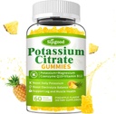 Gummies Citrato di potassio – Integratore di potassio ad alta potenza per la salute del muscolo, Rilievo della gruccia di gambe, Equilibrio di elettrolita – Vegan, Non OGM, Gluten-Free, Sapore di ananas, 60 Conte