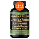 Gade Nutrition Magnesium Glycinate & Magneisum Integratori con Apigenin, L Theanine 200 mg, 5 HTP, GABA Calm Brain Booster Supplement Sleep Aid Ashwagandha L Tryptophan Chamomile