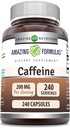 Amazing Formulas Caffeine 200 Mg per Serving | Capsule | Non OGM | Gluten-Free | Made in USA (1 Pack, 240 Count)