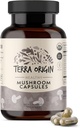 TERRA ORIGIN Healthy Mushroom Complex Supplement | 90 Capsule | Reishi, Lions Mane, Changa, Cordyceps, Maitake | Supporto cerebrale Immune & Nootropic | Certificato USDA Organico, Non OGM, Vegan