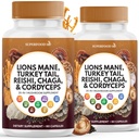 Leoni Mane Mushroom Supplemento con Turchia Tail Reishi Cordyceps Chaga con Marshmallow Root - 120 Conte