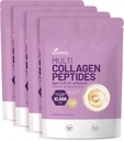 Polvere di peptidi multi collagene di VivoNu, Peptidi di proteine idrolizzate da 16 Oz | Tipo I,II,III,V,X con acido ialuronico, Biotina e vitamina C non aromatizzato Keto Paleo Friendly, Ez Mix in bevande (4LB/4Pack)