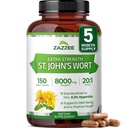 Zazzee Extra Strength St. John’s Wort 20:1 Extract, 8000 mg di resistenza, 0.3% di ipericin, 150 capsule vegane, 5 mesi di fornitura, Concentrato, Standardized 20X Extract, 100% Vegetariano, Non OGM, All-Natural
