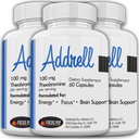 Addrell Energy Stimulant Pills- Supplemento studio Pillola alternativa, Integratori naturali nootropici & Sostituto di potenziamento cognitivo per Elevare Clarity Mentale per le donne & Men- 180 capsule