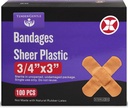 Bandage adesivo - Scatola di 100 3/4" Bandaggi flessibili in plastica per tagli, graffe, ustioni - Latex Free, Sterile Small Bandages