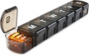 XL Weekly Pill Box Organizer 7 giorno, 1 settimana Jumbo Pill Dispenser caso una volta al giorno, MOLN HYMY Contenitore di medicina quotidiana per tenere farmaci, vitamine, oli di pesce e supplemento (nero