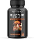 Organic Mushroom Complex Supplemento con Ashwagandha. Lion’s Mane, Reishi, Cordyceps, Chaga, Turkey Tail & More - Focus, Energy e Brain Booster (90 Count)