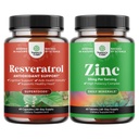 Bundle di Resveratrolo Trans Gioventù - Capsule Resveratrolo con Attivatore AMPK per Salute Cellulare & Vitalità e Zinc 50mg Integratore di Supporto Immune - Complesso di Zinco per Migliorare Pelle Capelli & Unghie