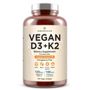 AMANDEAN Vegan Vitamina D3 K2. 5000 iu da Algae. All-Trans MK-7. 120 Softgels. Miscela di olio di cocco organico. per Mood, Bones, Cuore, Salute Immune (Packaging May Vary)