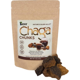Sayan Siberian Pure Raw Chaga Mushroom Chunks with Black Top Crust 4 Oz / 113 g – Premium Wild-Harvested Antioxidant Tea for Immune Support, Focus and Digestive Health - Non-OGM