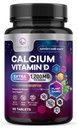 Calcium 1200 mg con vitamina D3, Integratore di calcio Vitamine, Bone, Teeth & Immune Health Support, Integratori di calcio con D per le donne e gli uomini, Carbonato di calcio assorbente della natura - 60 compresse