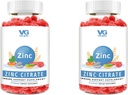 VITA GLOBE Zinc Citrate Gummies – 50mg Supplemento giornaliero di zinco | Sistema immunitario & Skin Health Support | Vegan, Non OGM Chewable Gummy Vitamins for Adults & Kids – 96 Count (Pack of 2)
