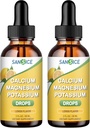 Calcio Potassio Magnesio Liquido Gocce-Alta Assorbimento Magnesio Glycinate Complesso Liquido-Minerale Supplemento con 600mg Calcium 1000mg Potassium per il Rilassamento del Sonno Energetico-2 Pack