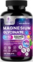 Magnesio Glycinate 500mg - Chelated for Ultra Absorption - Supporta Bone, Muscolo, Neves & Heart Health, supporto per il sonno della natura, migliori pillole per il supplemento di magnesio per il supporto del corpo intero - 120 compresse
