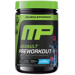 MusclePharm Assault Pre Workout Polvere per gli uomini e le donne – Energy & Strength Boost Pre-Workout Integratori con Beta Alanine, Caffeina, Creatina & Betaine Anhydrous – 30 Serve, Blue Raspberry Flavor