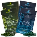 ENERGYbits/RECOVERYbits - Spirulina Organica & Chlorella Tablets - Sample Pack di Serve Singola - Algae Superfood - Alta Proteina, Chlorophyll - Self Care - Vegan, Keto, Gluten Free - 4 Borse, 30/Bag