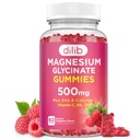 Magnesio Glycinate Gummies 500mg Magnesio Supplemento con calcio, zinco, vitamina C, B6, D3-Calm Chewable Gummies per bambini e adulti-Sleep, Mood & Muscle Support-Raspberry Flavor, 60 Gummies