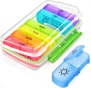 AUVON Pill Box 2 volte al giorno con disegno Moisture-Proof, organizzatore settimanale di pillole AM PM con Pocket Slots portatile, caso di pillole 7 giorni con doppia protezione per vitamina, medicina, farmaci e supplemento