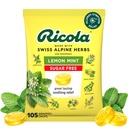 Ricola Sugar Free Lemon Mint Herbal Cough Suppressant Gocce, 105ct Bag