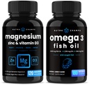 NutraChamps Magnesium Zinc & Vitamina D3 Capsule e Omega 3 Fish Oil Capsule 2 Pack Bundle