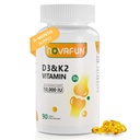D3-K2-Vitamin-10000 IU | K2-D3-Vitamin-Supplement | con olio di cocco per ossa, salute dei denti, supporto muscolare e salute del cuore, 90 Softgels