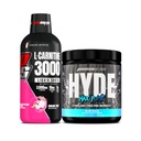 PROSUPPS L-Carnitine 3000 Stimolant Liquid Shots (31 Serve, Dragon Fruit) e Hyde Max Pump Pre Workout per Uomini e Donne (20 Serve, Blue Razz) Bundle