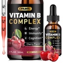 Vitamina B Complex Liquid Drops, B Vitamins Complex Supplement con B1, B2, B3, B5 B6, B7, B9 & Methyl B12 Gocce per adulti e bambini, Vegan, Cherry Flavor