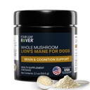 FOUR LEAF ROVER - Mushrooms Mane del leone per i cani - Supporta i muscoli sani e i sistemi nervosi in cani di tutte le età - Funghi integrali organici - 3rd Party Tested - 60 Day Large Dog Supply