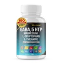 GABA 5-HTP L-Tryptophan L-teanina Vitamina D3 Vitamina B6 Santo Basilio Valeriano Camomilla Ginkgo Biloba Ginger -150 Capsules- Made in USA