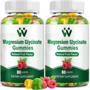 Magnesio Glycinate Gummies 400 - Magnesio Supplemento per il sonno,Stress & Muscle Relief calma Magnesio Chews per adulti e bambini con vitamina D, B6 Frutta Sapore, Vegan, 2 Pacchetti