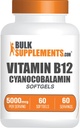 BulkSupplements.com Vitamina B12 5000 mcg Softgels - come Cyanocobalamin, Vitamina B12 Supplementi, per il supporto energetico - Gluten Free, 1 Softgel per Serving, 60 Conteggio (Pack of 1)