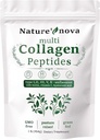 Nova Multi Collagen Peptides Powder - Tipo I,II,III,V,X con Biotina, Acido Ialuronico, Vitamina C - non aromatizzato, facilmente dissolto, Non OGM