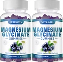 Magnesio Glycinate Gummies 1000mg con Magnesio L-Threonate,Chelated Magnesium Potassium Complex Supplement con VitD, B6, CoQ10, Calcio, Supporti per Memoria, Calma, Mood - 180 Gummies Blueberry