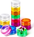 Sieral 7 giorni organizzatori di pedaggio impilabili 7 scomparti scatole di pedaggio tondi Torre settimanale della vitamina Contenitori di stoccaggio individuali Case di viaggio con coperchi per farmaci, vitamine e integratori(2 set)