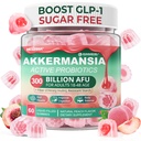Akkermansia Probiotici Gummies con fibra di prebiotici, 300 miliardi di AFU Akkermansia Muciniphila, con Frutti di polifenolo, Amido resistente, Vitamina A D3 B2 per Metabolismo, Digestivo & Gut Health, 1Pack