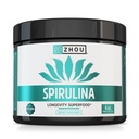 Zhou Spirulina Polvere - Blu Green Spirulina Superfood per le donne e gli uomini con Proteine Vegane, Clorofilla e Phycocyanin per Smooth Energy & Longevity, Bere Mix per Smoothies - 6 oz Jar (48 Servings)