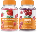 Supporto Immune Lifeable + Ferro con Vitamina C, Gummies Bundle - Grande Degustazione, Supplemento alla vitamina, Senza glutine, OGM Free, Masticabile
