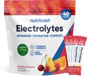 Nutricost Electrolytes Complex, Fruit Punch aromaed, 40 Stickpacks - Advanced Hydration Complex