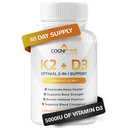 Vitamina D3 5000 IU con vitamina K2 (MK7) Supplemento - Premium Immune, Heart & Bone Health Capsules - Vitamina K2 D3 Complesso con 5000 IU di vitamina D3 & 90 mcg di vitamina K2 mk7-60 Conte