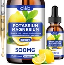 Supplemento di citrato di magnesio di potassio, gocce di citrato di magnesio liquido 500mg con Ashwagandha, calcio, zinco, vitamina D3, B6, B12, CoQ10 - Vegan 2 fl oz Limone Flavor