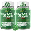 Gummie di clorofilla, Super Green 18-IN-1 con clorella Organica Spirulina, erba di grano, magnesio, fibra prebiotica per Deodorante interno*, Digestione di comfort, Metabolismo, Immune, Odor del corpo fresco, 2Packs