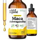Wild & Organic Maca Root Ashwagandha Gocce per uomini e donne - Liquido Maca Ashwagandha Supplemento per il supporto generale - Peruvian Extract Tincture - Vegan, Sugar & Alcohol-Free - 4 fl oz