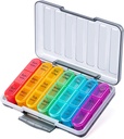 Odaro Pill Organizer 3 volte al giorno - Portable Weekly Medicine Box con 7 contenitori separati, Travel 7 Day Pill Box, Nero