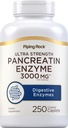 Piping Rock Pancreatin Digestive Enzymes | 3000mg | 250 Caplets | Ultra Strength | Non OGM, Gluten Free Supplement