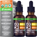 NUSAVA Vitamina B12 Gocce liquide, D3 K2, & Bundle clorofilla - Potenti vitamine liquide per cuore, energia, cervello e supporto immunitario - Non-GMO, senza glutine, 2pk