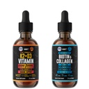 HERBIFY Bundle - K2 e D3 Drops & Biotin e Collagen Drops - Bone Strength & Hair, Skin, Nails Support