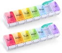 GOGOODA 2 Pack organizzatore settimanale di pillole Artrite amichevole, viaggio 7 giorni portapallo Vitamin Container Organizer con popup Open Design e ampio spazio per tenere vitamine, olio di pesce e farmaci